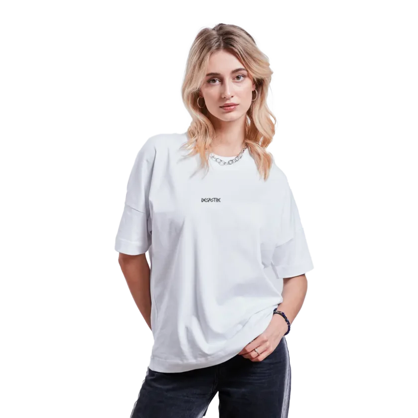 T-shirt bio blanc Oversize Unisexe Desastre fr1ngue streamer stream twitch france français