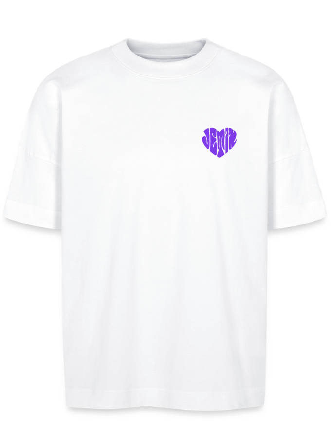 T-shirt bio Oversize blanc logo violet Unisexe Jetix fr1ngue twitch streamer valorant radiant champion mio français france