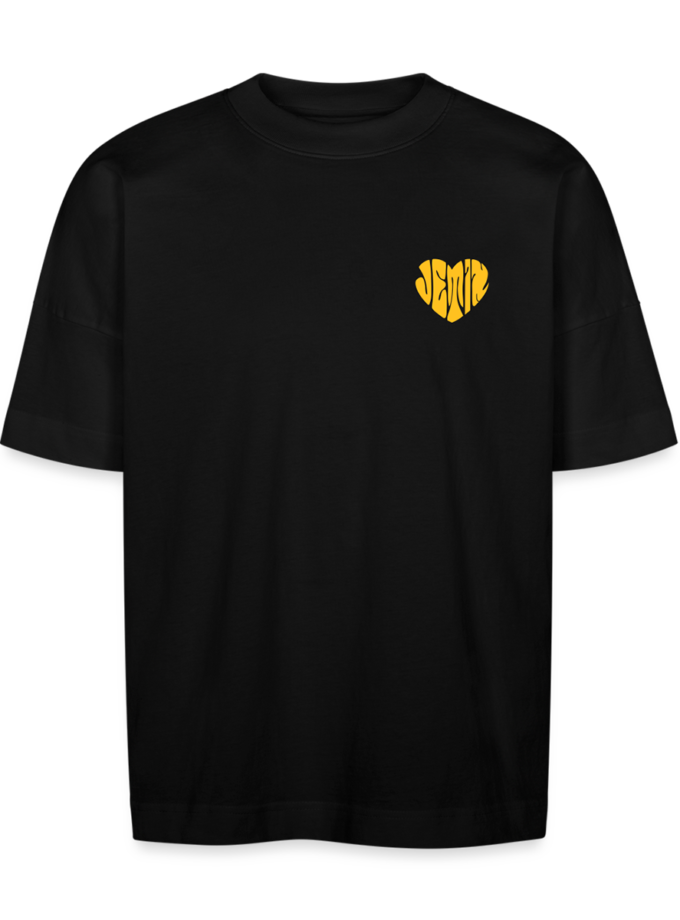 T-shirt bio Oversize noir logo jaune Unisexe Jetix fr1ngue twitch streamer valorant radiant champion mio français france