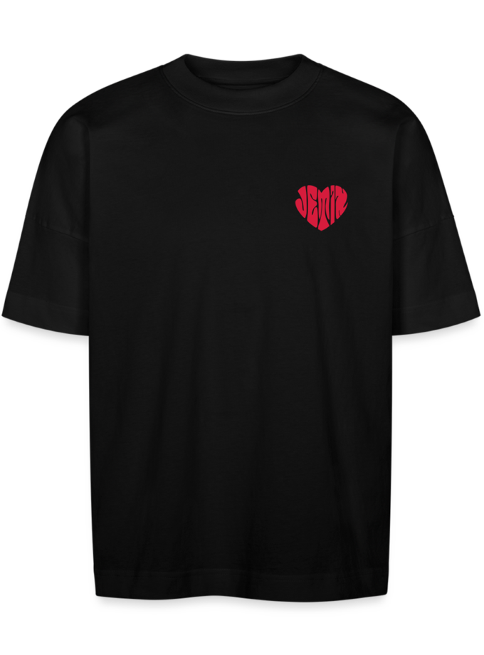 T-shirt bio Oversize noir logo rouge Unisexe Jetix fr1ngue twitch streamer valorant radiant champion mio français france