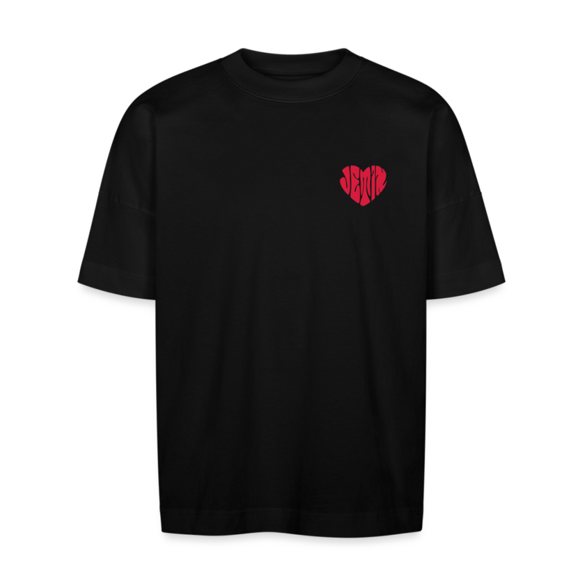 T-shirt bio Oversize noir logo rouge Unisexe Jetix fr1ngue twitch streamer valorant radiant champion mio français france