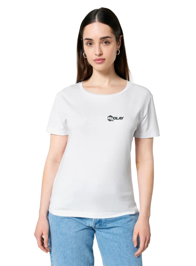 T-shirt bio à col rond blanc Femme Krolay fr1ngue twitch streamer rust français france