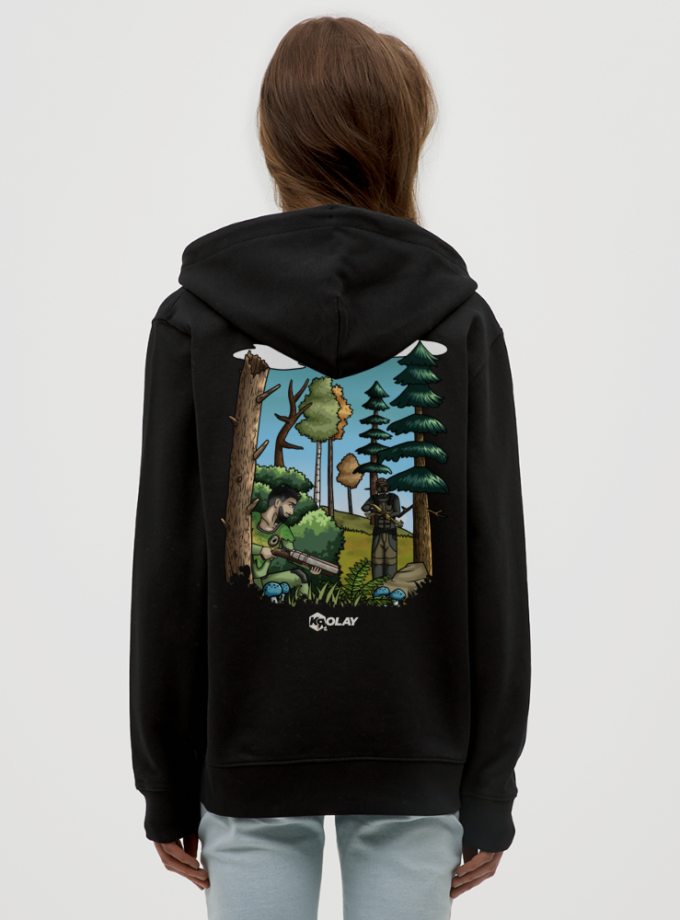 Veste à capuche bio noir Fougère Unisexe Krolay Fr1ngue streamer rust merch vêtement twitch