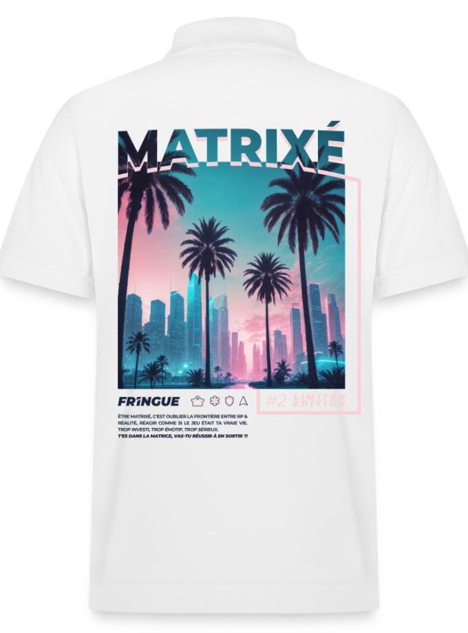 Polo bio blanc Unisexe Matrixé fr1ngue GTA RP